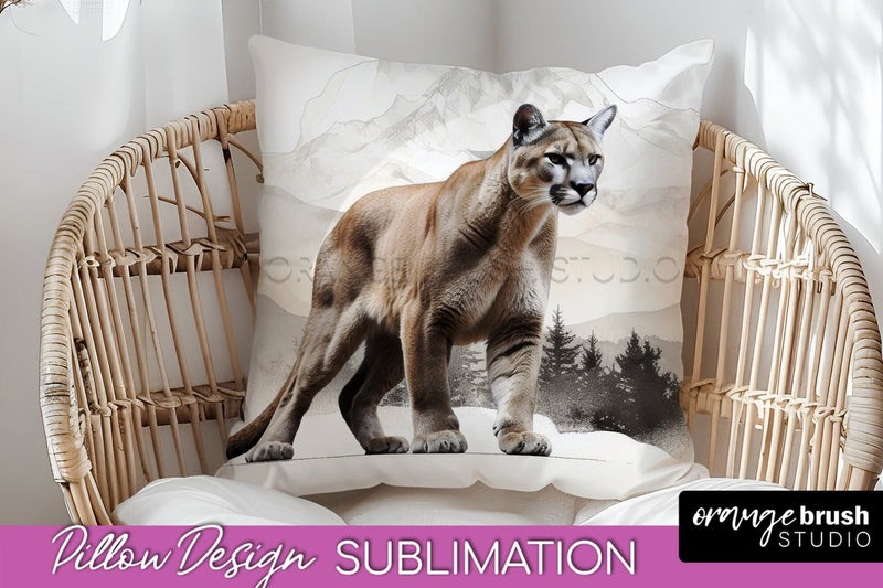 Wild Animals Pillow Cover - Mountain Pillow Sublimation Sublimation OrangeBrushStudio 