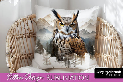 Wild Animals Pillow Cover - Mountain Pillow Sublimation Sublimation OrangeBrushStudio 
