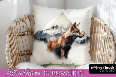 Wild Animals Pillow Cover - Mountain Pillow Sublimation Sublimation OrangeBrushStudio 