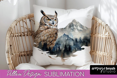 Wild Animals Pillow Cover - Mountain Pillow Sublimation Sublimation OrangeBrushStudio 