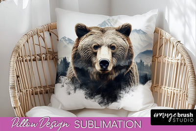 Wild Animals Pillow Cover - Mountain Pillow Sublimation Sublimation OrangeBrushStudio 