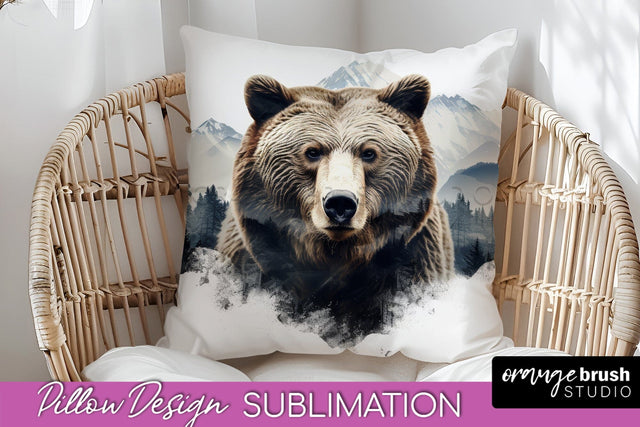 Wild Animals Pillow Cover - Mountain Pillow Sublimation Sublimation OrangeBrushStudio 