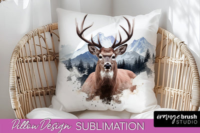 Wild Animals Pillow Cover - Mountain Pillow Sublimation Sublimation OrangeBrushStudio 