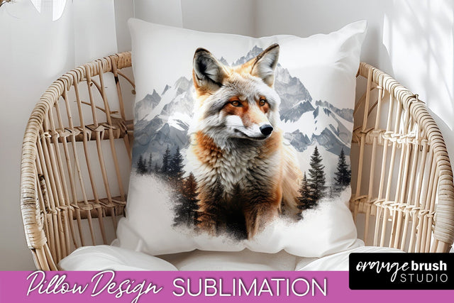 Wild Animals Pillow Cover - Mountain Pillow Sublimation Sublimation OrangeBrushStudio 