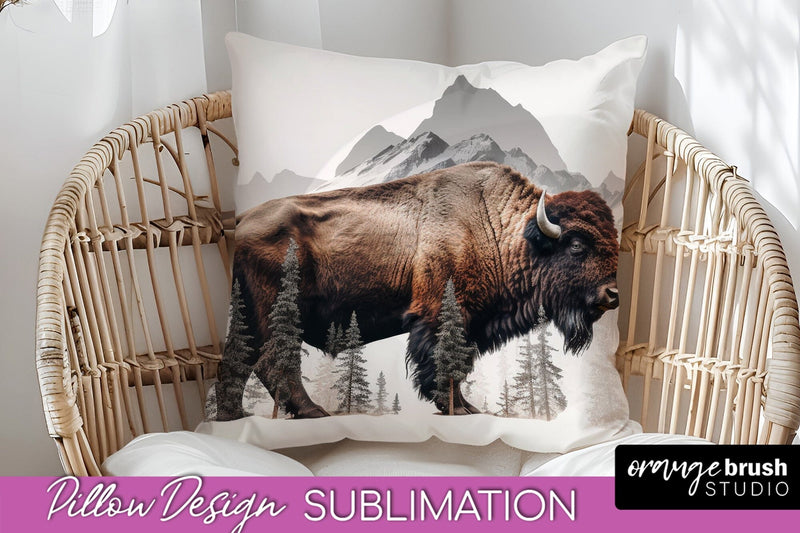 Wild Animals Pillow Cover - Mountain Pillow Sublimation Sublimation OrangeBrushStudio 