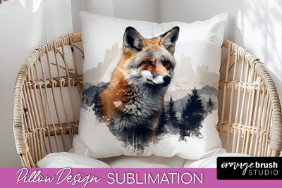 Wild Animals Pillow Cover - Mountain Pillow Sublimation Sublimation OrangeBrushStudio 