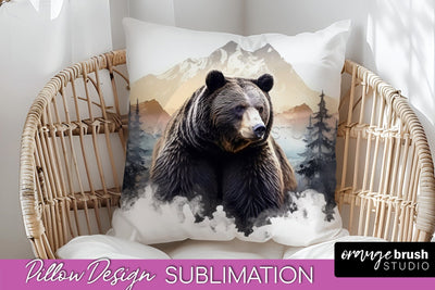 Wild Animals Pillow Cover - Mountain Pillow Sublimation Sublimation OrangeBrushStudio 