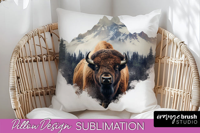 Wild Animals Pillow Cover - Mountain Pillow Sublimation Sublimation OrangeBrushStudio 