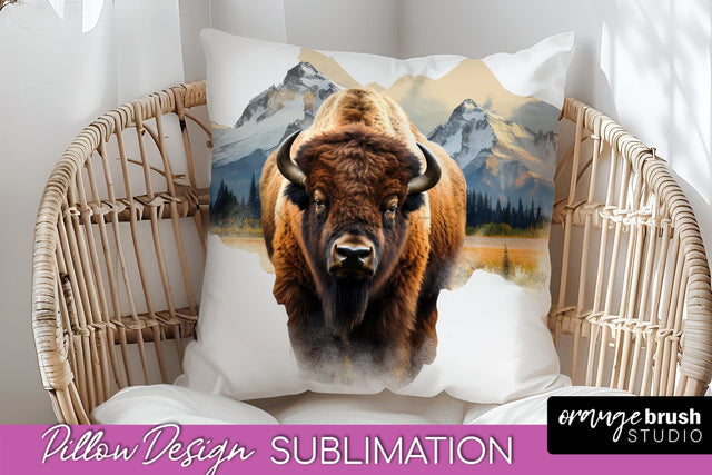 Wild Animals Pillow Cover - Mountain Pillow Sublimation Sublimation OrangeBrushStudio 