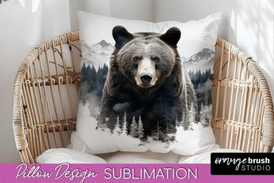 Wild Animals Pillow Cover - Mountain Pillow Sublimation Sublimation OrangeBrushStudio 