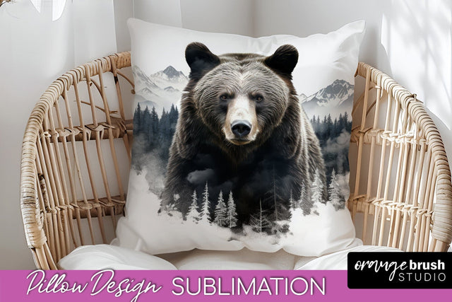 Wild Animals Pillow Cover - Mountain Pillow Sublimation Sublimation OrangeBrushStudio 
