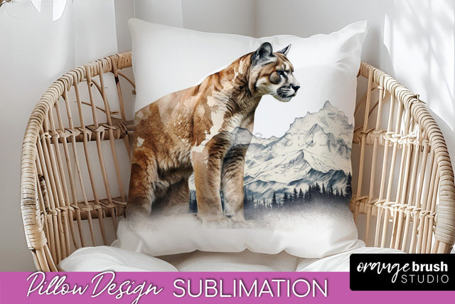 Wild Animals Pillow Cover - Mountain Pillow Sublimation Sublimation OrangeBrushStudio 
