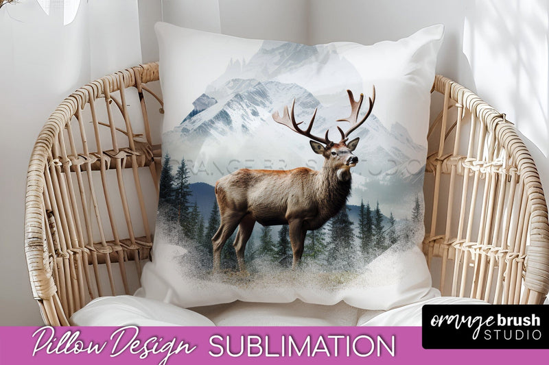 Wild Animals Pillow Cover - Mountain Pillow Sublimation Sublimation OrangeBrushStudio 