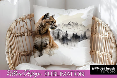 Wild Animals Pillow Cover - Mountain Pillow Sublimation Sublimation OrangeBrushStudio 