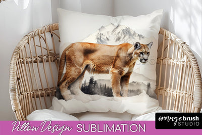 Wild Animals Pillow Cover - Mountain Pillow Sublimation Sublimation OrangeBrushStudio 