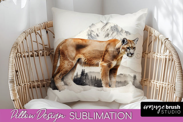 Wild Animals Pillow Cover - Mountain Pillow Sublimation Sublimation OrangeBrushStudio 