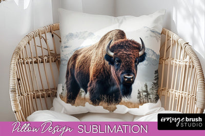 Wild Animals Pillow Cover - Mountain Pillow Sublimation Sublimation OrangeBrushStudio 