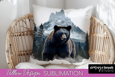 Wild Animals Pillow Cover - Mountain Pillow Sublimation Sublimation OrangeBrushStudio 