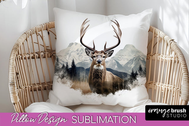 Wild Animals Pillow Cover - Mountain Pillow Sublimation Sublimation OrangeBrushStudio 