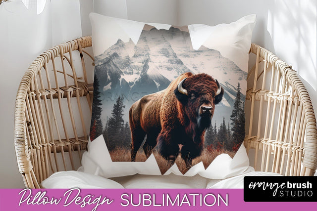 Wild Animals Pillow Cover - Mountain Pillow Sublimation Sublimation OrangeBrushStudio 