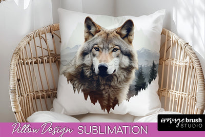 Wild Animals Pillow Cover - Mountain Pillow Sublimation Sublimation OrangeBrushStudio 