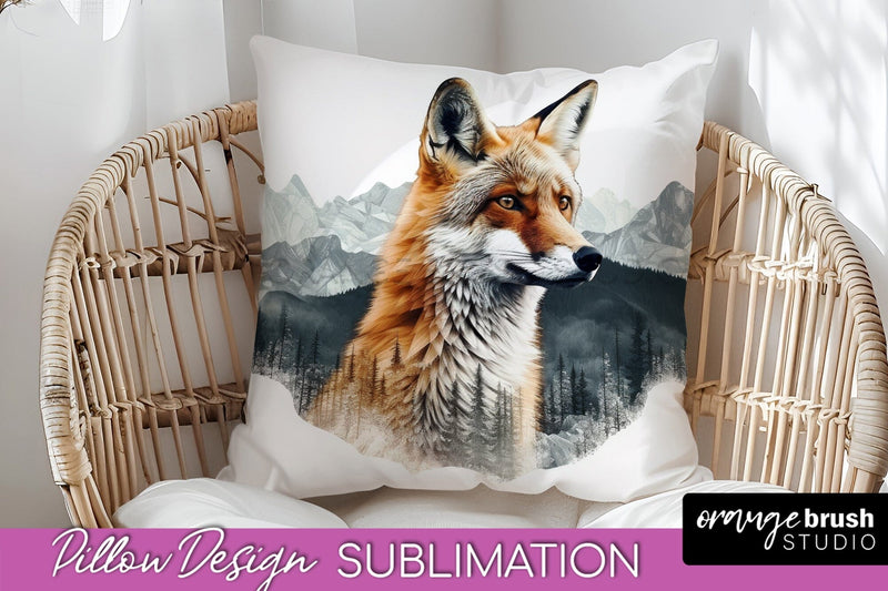 Wild Animals Pillow Cover - Mountain Pillow Sublimation Sublimation OrangeBrushStudio 