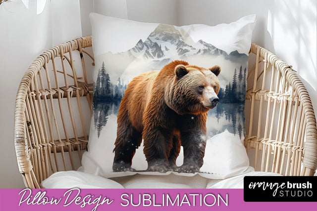 Wild Animals Pillow Cover - Mountain Pillow Sublimation Sublimation OrangeBrushStudio 