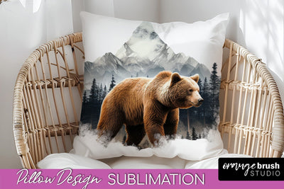 Wild Animals Pillow Cover - Mountain Pillow Sublimation Sublimation OrangeBrushStudio 