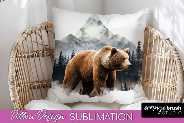 Wild Animals Pillow Cover - Mountain Pillow Sublimation Sublimation OrangeBrushStudio 