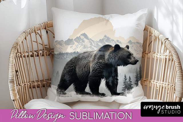 Wild Animals Pillow Cover - Mountain Pillow Sublimation Sublimation OrangeBrushStudio 