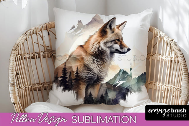Wild Animals Pillow Cover - Mountain Pillow Sublimation Sublimation OrangeBrushStudio 