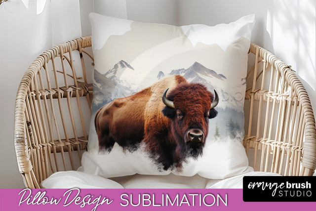 Wild Animals Pillow Cover - Mountain Pillow Sublimation Sublimation OrangeBrushStudio 
