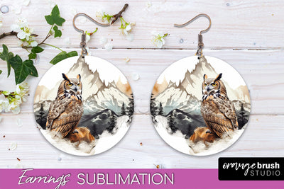 Wild Animals Round Earring Sublimation, Wildlife Earring PNG Sublimation OrangeBrushStudio 
