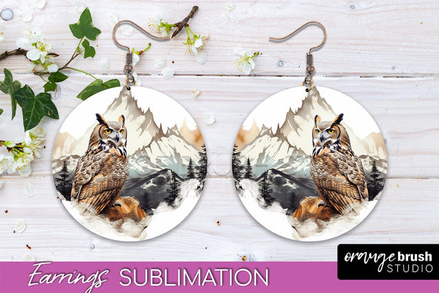 Wild Animals Round Earring Sublimation, Wildlife Earring PNG Sublimation OrangeBrushStudio 