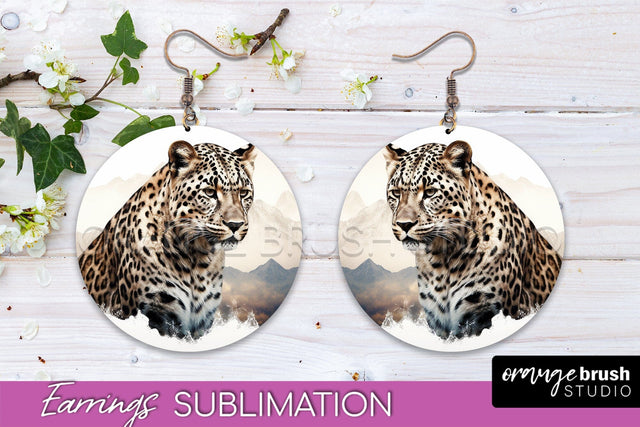 Wild Animals Round Earring Sublimation, Wildlife Earring PNG Sublimation OrangeBrushStudio 