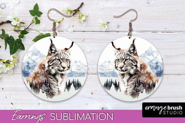 Wild Animals Round Earring Sublimation, Wildlife Earring PNG Sublimation OrangeBrushStudio 