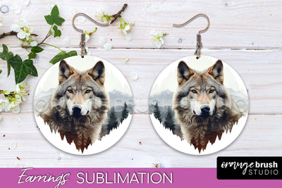 Wild Animals Round Earring Sublimation, Wildlife Earring PNG Sublimation OrangeBrushStudio 