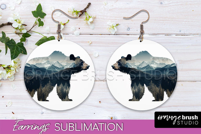 Wild Animals Round Earring Sublimation, Wildlife Earring PNG Sublimation OrangeBrushStudio 