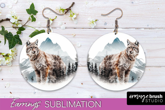 Wild Animals Round Earring Sublimation, Wildlife Earring PNG Sublimation OrangeBrushStudio 