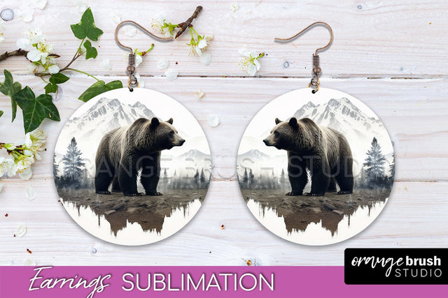Wild Animals Round Earring Sublimation, Wildlife Earring PNG Sublimation OrangeBrushStudio 