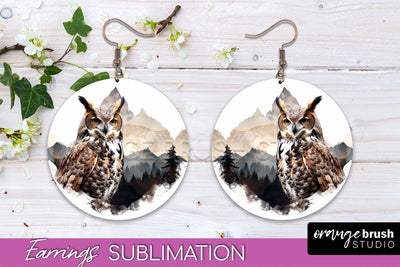 Wild Animals Round Earring Sublimation, Wildlife Earring PNG Sublimation OrangeBrushStudio 