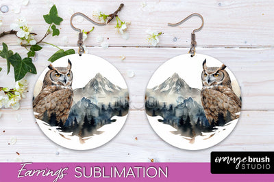 Wild Animals Round Earring Sublimation, Wildlife Earring PNG Sublimation OrangeBrushStudio 