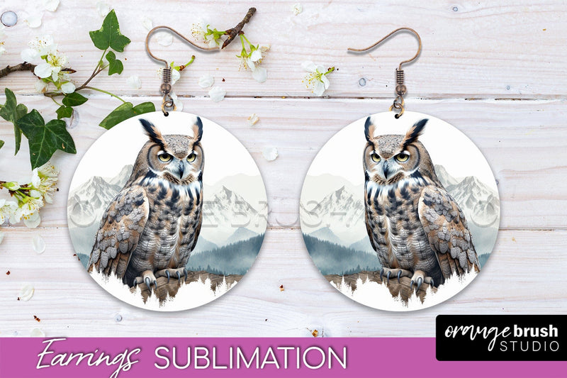 Wild Animals Round Earring Sublimation, Wildlife Earring PNG Sublimation OrangeBrushStudio 