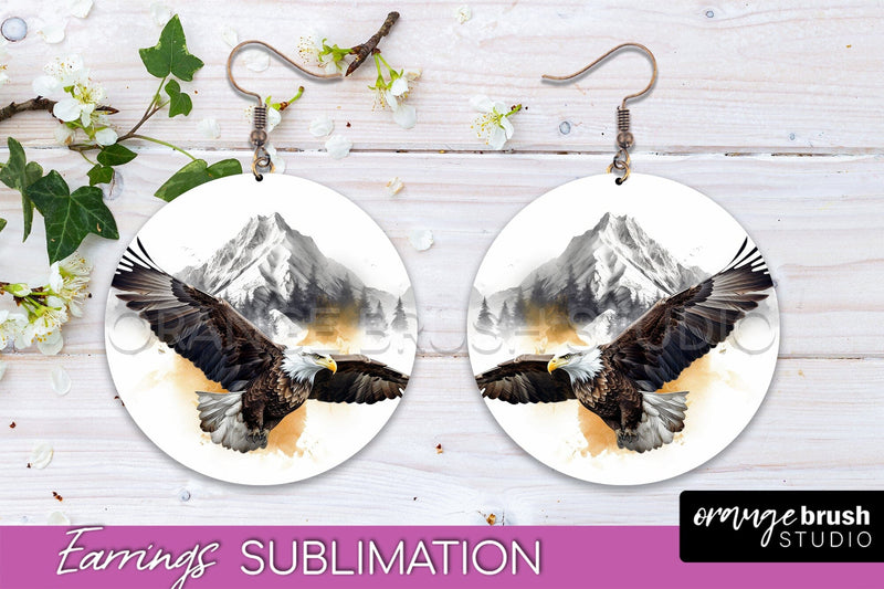 Wild Animals Round Earring Sublimation, Wildlife Earring PNG Sublimation OrangeBrushStudio 