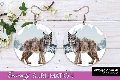 Wild Animals Round Earring Sublimation, Wildlife Earring PNG Sublimation OrangeBrushStudio 