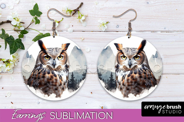 Wild Animals Round Earring Sublimation, Wildlife Earring PNG Sublimation OrangeBrushStudio 