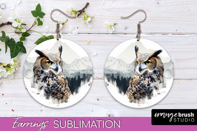 Wild Animals Round Earring Sublimation, Wildlife Earring PNG Sublimation OrangeBrushStudio 