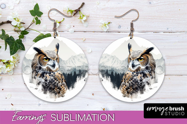 Wild Animals Round Earring Sublimation, Wildlife Earring PNG Sublimation OrangeBrushStudio 