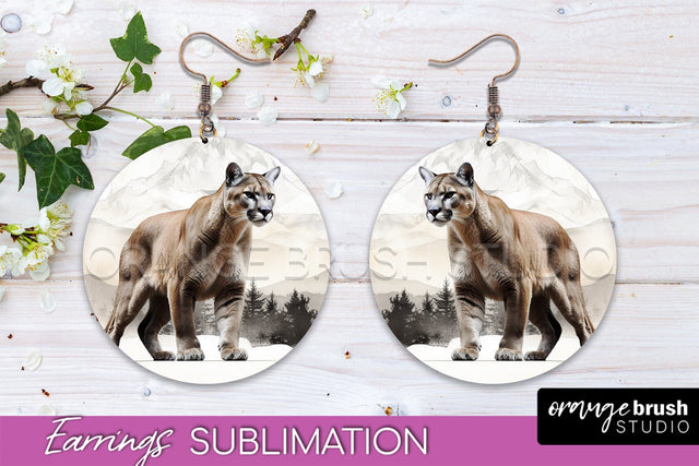 Wild Animals Round Earring Sublimation, Wildlife Earring PNG Sublimation OrangeBrushStudio 