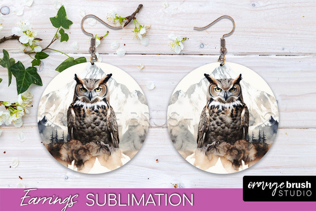 Wild Animals Round Earring Sublimation, Wildlife Earring PNG Sublimation OrangeBrushStudio 